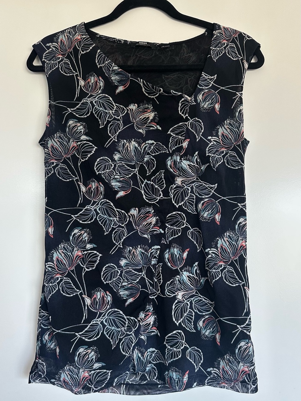 MEXX | Y2K 2000s FLORAL SHEER ASYMMETRICAL NECKLINE TOP | LINED | GIRLY DAINTY